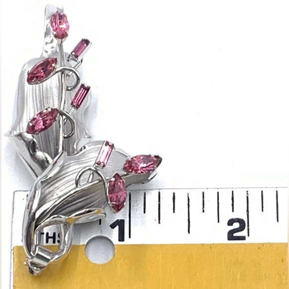 BOND BOYD Sterling Silver Floral Screw On Earrings Brooch Vintage SET - Picture 6 of 7